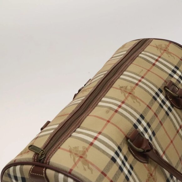 Burberrys Nova Check Boston Bag PVC 2way Beige Gold Auth 117842 - Picture 13 of 16